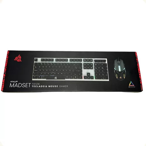 Kit Gamer Semi Mecânico Knup Te124 - Teclado E Mouse Rgb. Mouse Preto Teclado Branco