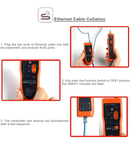 Kit De Comprobador De Cables De Ethernet Rj11 Rj45 Rojo Port