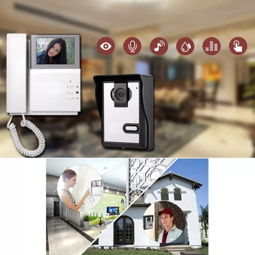Citofono Timbre Video Portero Vision Nocturna Monitor Camara El Sistema De Timbre Intercomunicador De Vídeo Dispone De Cámara Y Monitor Lcd Cámara De Visión Nocturna De 700tvl Cmos De Alta Resolución