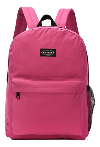 Mochila Lisa Fucsia Urbana Good Pak Bolsillo Escolar Unisex