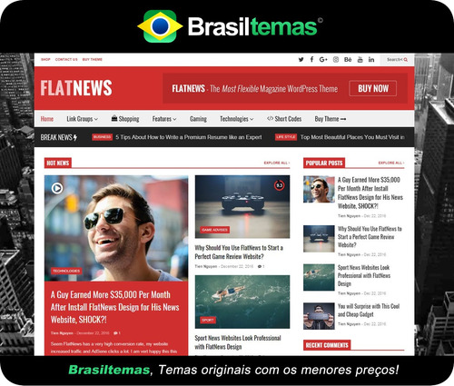 Flatnews - Tema Wordpress Para Portal De Notícias - Original