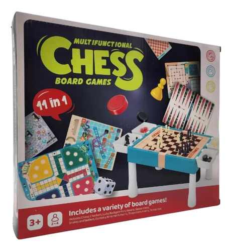Juego De Mesa 11 En 1 Damas Ajedrez Backgammon Ludo Cartas +