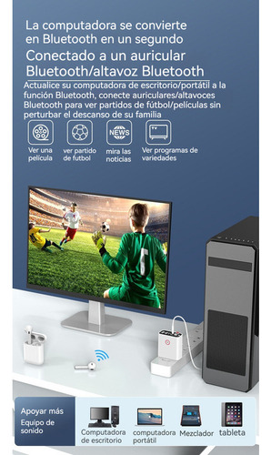 Adaptador Bluetooth Receptor Bluetooth Transmisor 2 En 1