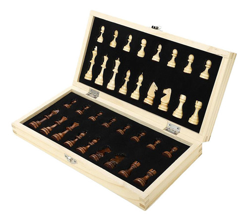 Juego De Ajedrez De Madera Magnético Plegable 34cm Juguetes