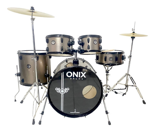 Bateria Nagano Completa Onix Rock Deep Silver Bumbo 22 Pol