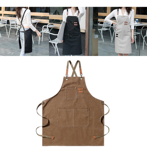 De Chef De Moda Com Bolsos Para Serviço Pesado Marrom