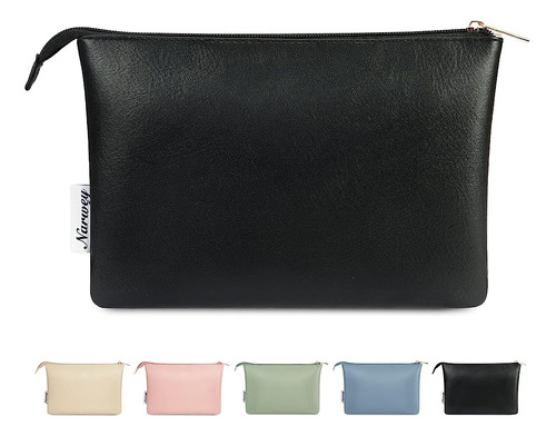 Narwey Large Makeup Bag For Purse Vegan Leather Travel Makeu