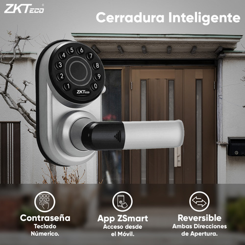 Zkteco Cerradura Inteligente Con Teclado Modelo Ml200 / Verificación Con Bluetooth O Teclado / Diseño Reversible / Compatible Con App Zsmart
