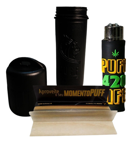 Kit Tubo Porta Cigarro Anti Odor Isqueiro E Seda Pufflife
