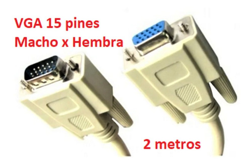 Cable Extension Monitor  Db15 Macho X Hembra 2 Metros Rs232