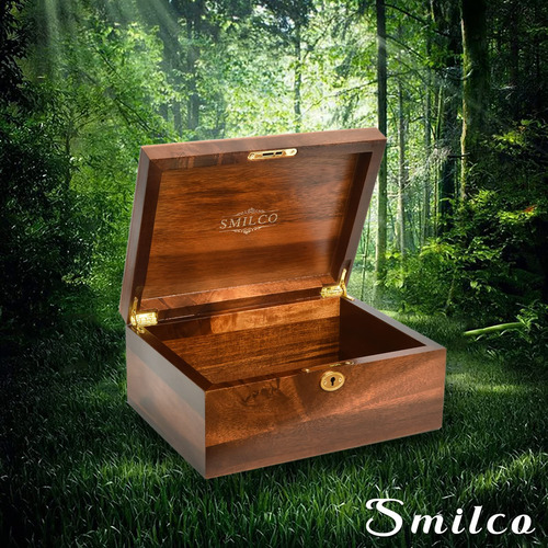 Caja De Madera De Acacia Con Tapa Abatible Para Decoración Y
