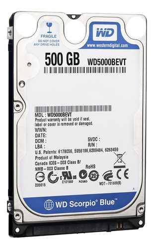 Disco duro interno Western Digital WD Scorpio Blue WD5000BEVT 500GB