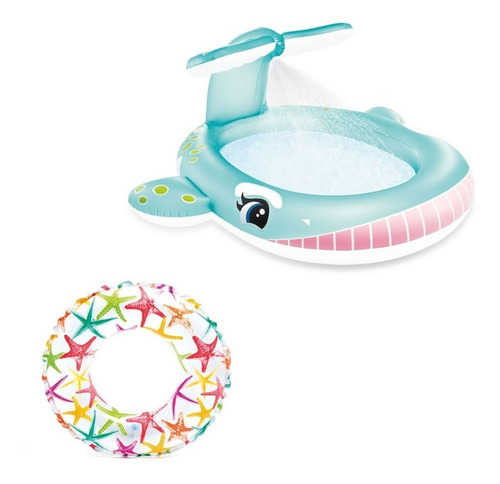Combo Alberca Inflable De Ballena + Salvavidas