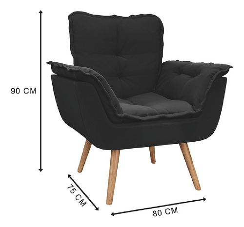 Kit 2 Poltronas Decorativas Dubai Para Sala Veludo Preto Selmer