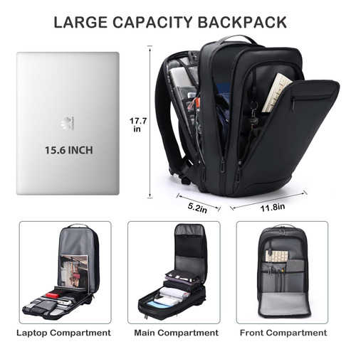 Fenruien Mochila Para Computadora Portátil De Negocios Para Negro.