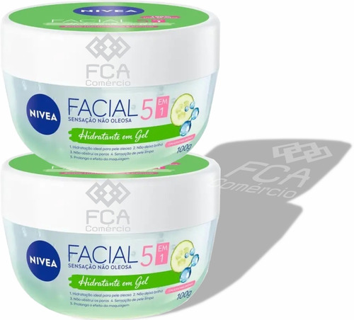 Creme Nivea Facial Gel Com Ácido Hialurônico E Pepino - 2 Un
