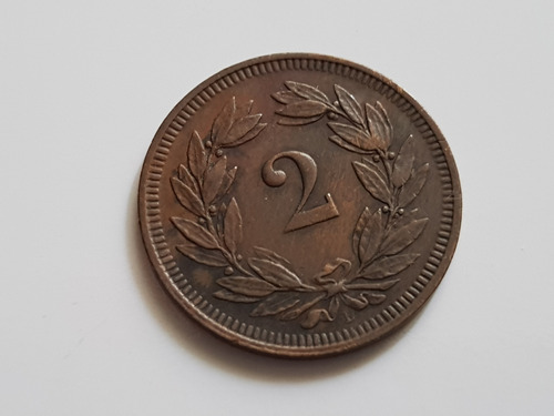 Moneda Suiza 1893 2 Centimos Franco Helvetica Coleccion