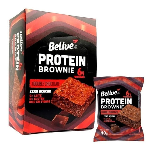 Imagem 1 de 1 de Protein Brownie Double Chocolate Zero Belive 40g ( 10 Und )