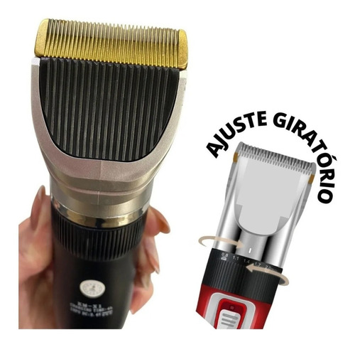 Kit Máquininha Tosa Pet Recarregável Com 4 Pentes Cães Gatos