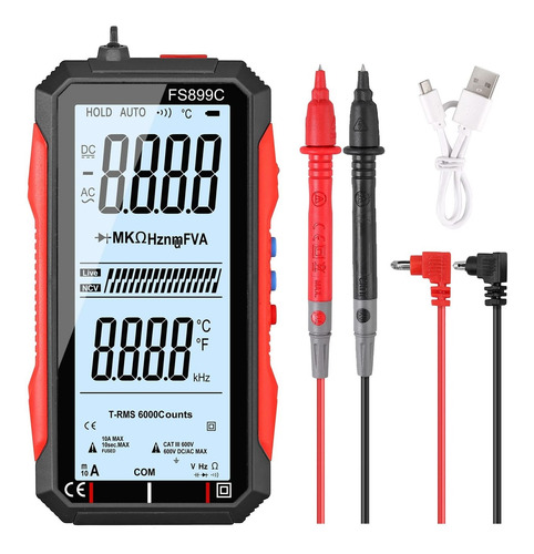 Neoteck Multimetro Recargable Usb Voltimetro Digital 6000