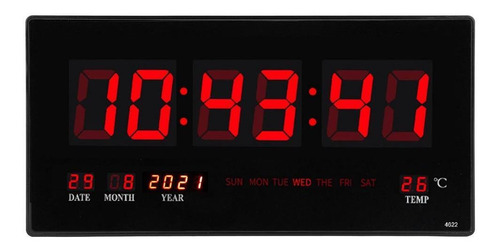 Imagen 1 de 9 de Moderno Reloj De Pared Digital Grande Led Temperatura De Esc