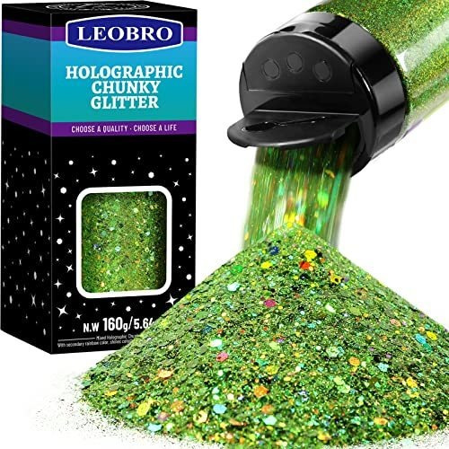 Glitter Grueso Escama 160g Verde Claro Laser