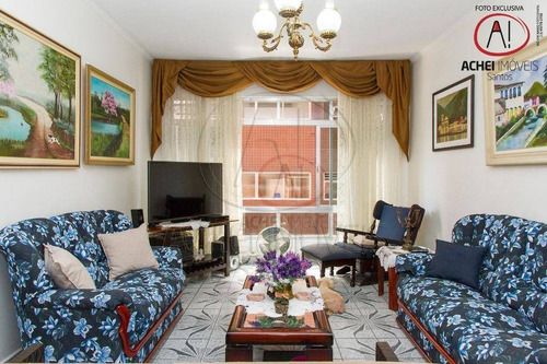Apartamento À Venda, A 1 Quadra Da Praia Com 3 Dormitórios, 2 Vagas, 132 M² Por R$ 585.000 - José Menino - Santos/sp - Ap10375