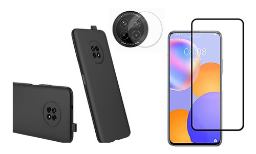 Funda Silicona + Vidrio Completo + Cam Para Huawei Y9a