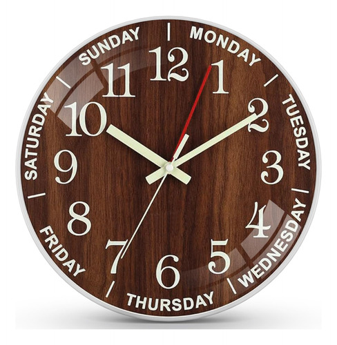 Qinfiey Reloj De Pared Para El Dia De La Semana De 12 Pulgad