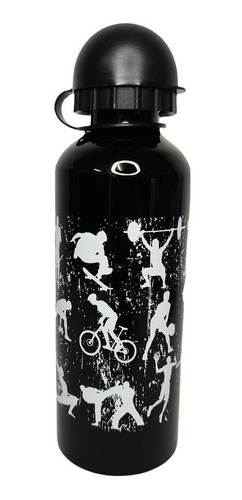 Squeeze De Alumínio 500ml Academia Esportes Preta 123útil