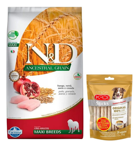 N&d Ancestral Cão Ad Grd Frango 10,1kg+osso Natural Kadi 70g
