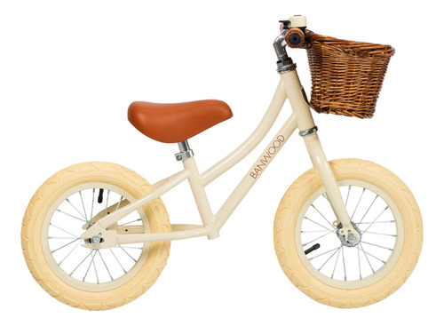 Bicicleta Sin Pedales Con Canasto Y Timbre - Marca Banwood Color Crema