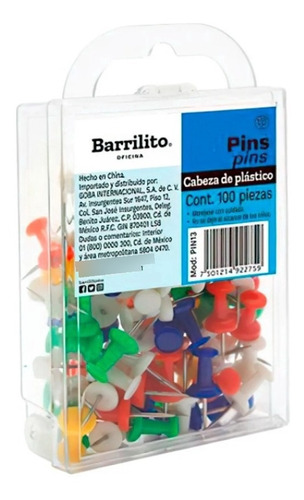 Tachuela Barrilito Pins Plastico C/100