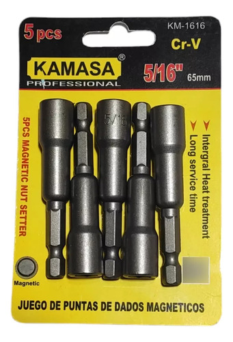 Juego De Dado 5pcs 5/16 65mm Punta Magnética Hexagonal