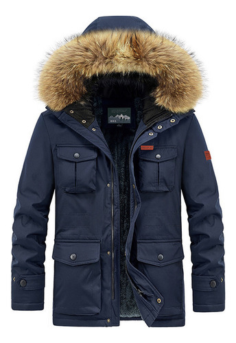 Abrigo Algodón Con Cuello Pelo Felpa Invierno Para Hombre