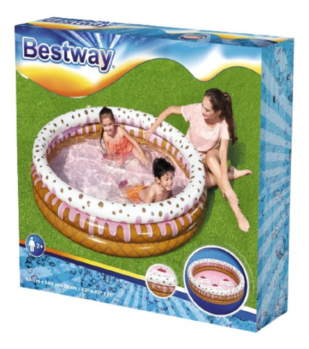 Imagen 6 de 6 de Pileta inflable redonda Bestway Sundae Funday 51144 Cute ice cream de 1.6m x 38cm 390L rosa y marrón caja