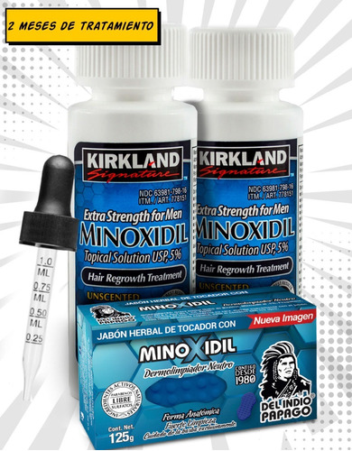 Minoxidil 5% Solución Tópica 2 Meses + Jabón 0.1% Minoxidil