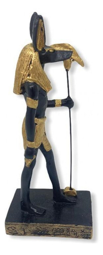 Imagem Deus Egípcio Anubis Preto E Dourado Em Resina 22 Cm