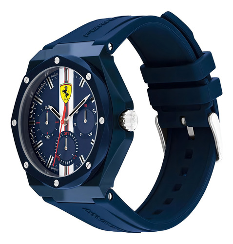 Relógio de pulso de corpo azul Ferrari 830869 para homens com pulseira de silicone azul