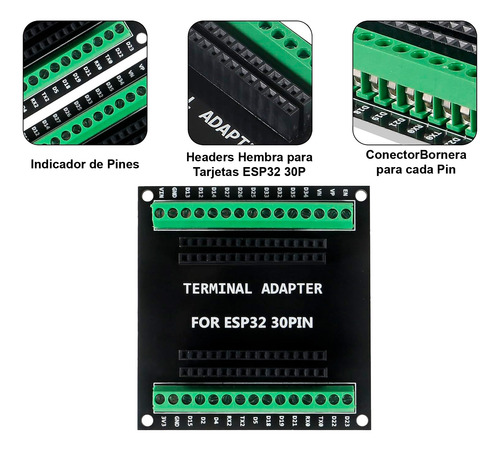 Base Adaptador Terminal Tornillo Borneras Para Esp32 30p