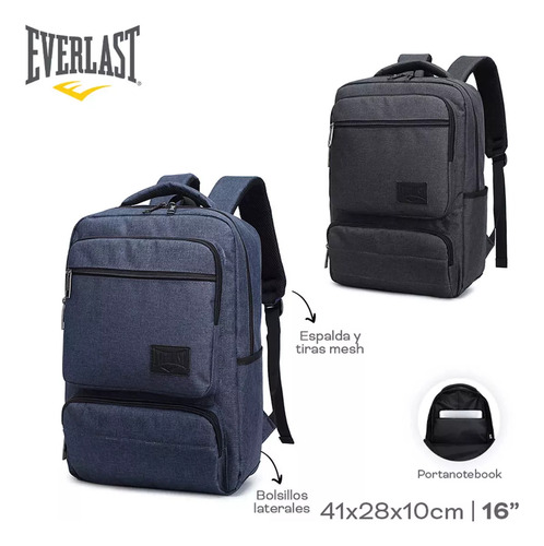 Mochila Everlast Porta Notebook Reforzada 16'' Original *