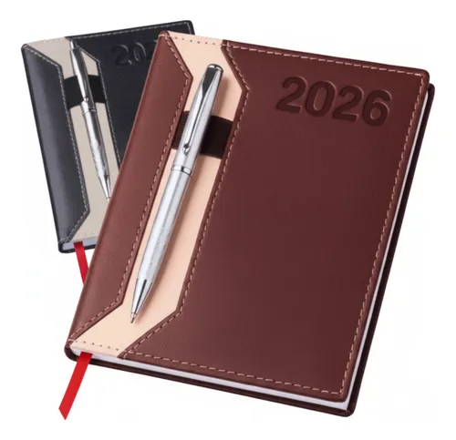 Agenda 2026 Executiva Diária Couro Anual Planner 344 Folhas