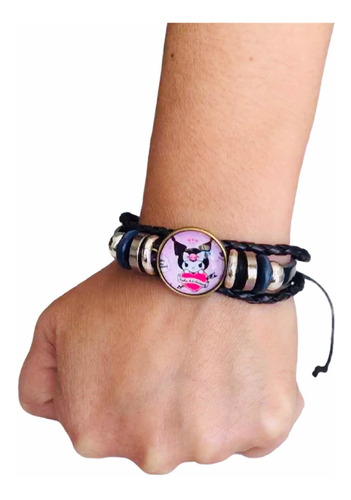 Pulsera De Cuero Kuromi By Hello Kitty Diseño Corazón.