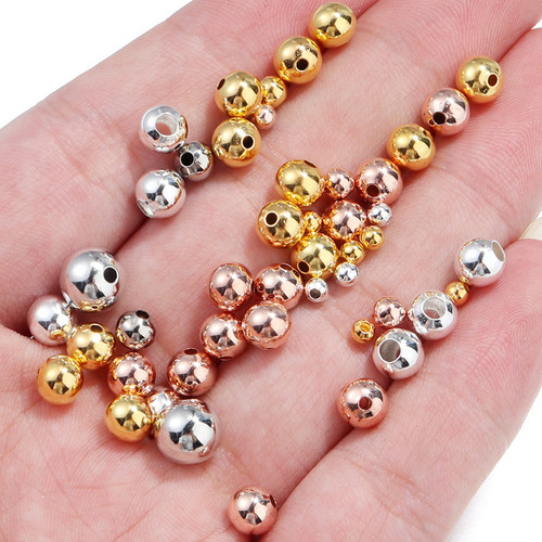 Cuentas Cobre Bañado 18k-4mm 20 Pcs Mix 5 Pcs Cada Colo