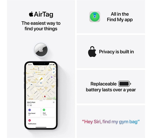 Imagen 7 de 9 de Apple Airtag + Silicone Case, Dispositivo Rastreador