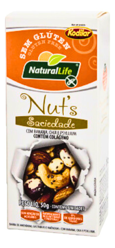 Barra Nuts Saciedade Chia Psyllium Zero 0 Açúcar S Gluten