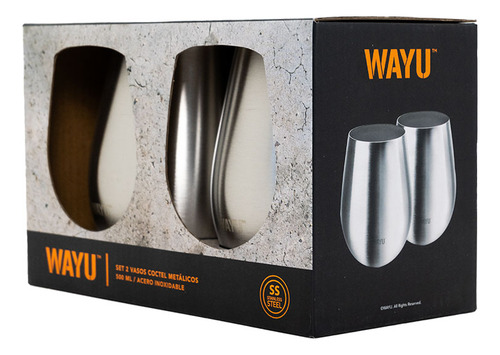 Set 2 Vasos Cocktail Metalicos 500ml Wayu