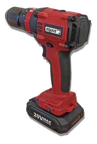 Imagen 2 de 3 de Taladro eléctrico percutor y destornillador Equus Profesional 16805ST inalámbrico 1600rpm rojo 220V 20V con maletín de transporte
