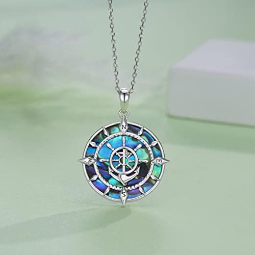 Peireara Collar De Brújula Náutica Para Mujer De Plata De De