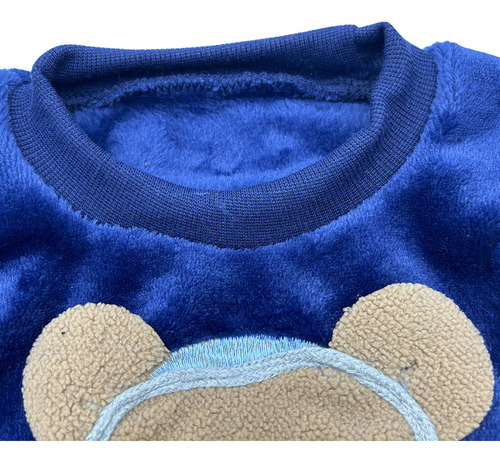 Pijama Polar Azul Niño Bebe Con Osito 0-5 Años